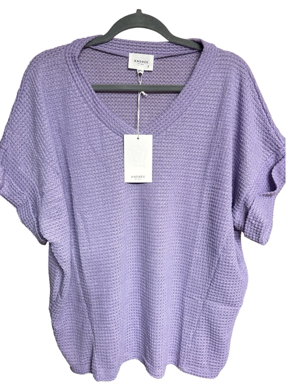 Andree By Unit / Lavender Waffle-Knit V-Neck Top